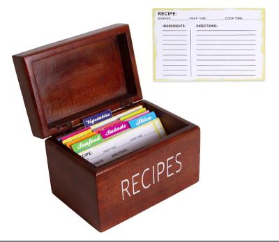 China China Walnut Kitchen Recipe Card Hot-Selling Square Storage Box for sale