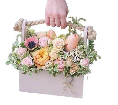 China China Flower Wood Basket With Gift Box Wooden Box Meat Portable Wall Hanging Succulent Packing Box for sale