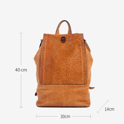 China New Style PORTABLE Vegetable Tanned Leather Woman Backpack Bag for sale