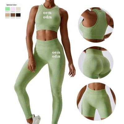 China Wholesale Custom Made Breathable Custom Workout Sets Sportswear Yoga FitnessTwo Piece Seamless Yoga Short Set For Women for sale