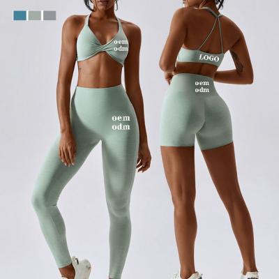 China Wholesale Custom Breathable Gym Fitness Yoga Sets Women Fitness Legging Set And Shorts Suits Yoga Wear for sale