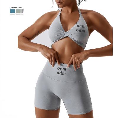 China Breathable Wholesale Custom Yoga Sets Fitness Women 2 Piece Workout Sets And Shorts Sports Fits Gym Yoga Wear for sale