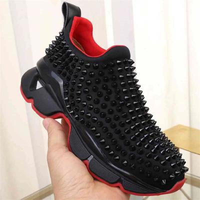 China Fashion Trend Designer Rivets Men Shoes Designer Designer Red Bottom Luxury Red Bottom Casual Sneakers Women's Unisex Trainers Zapatillas Hombre for sale