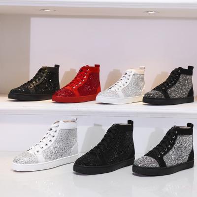 China Fashion Trend Mens Sneakers High Top Brand Designer Sneakers Rhinestones Bling Strass Luxury Running Shoes For Women Men Casual Sports Shoes Unisex for sale