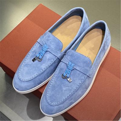 China 2022 Summer Lp Round Genuine Leather Hot Selling Suede Flat Shoes Loafers Women's Slip On High Quality Male Casual Shoes Mules for sale