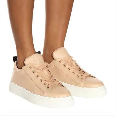 China Fashion Trend Women Designer Sneakers Thick Sole Genuine Leather Flat Casual Tennis Shoes Brand Female Running Sports Fashion Trend Sneakers for sale