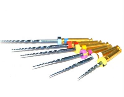 China Excellent Metal Flexibility Dental Rotary Files Gold Endodontic Rotary Taper Files Niti for sale