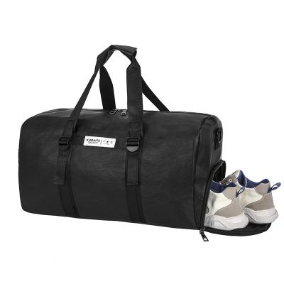 China Fashion New Arrival Gym Leather Casual Unisex Custom Sports Travel Bags PU Hand Carry Luggage Travel Duffle Bag With Shoe Compartment for sale