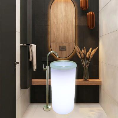 China Easy Clean PE Export Standard Bathroom Plastic Hand LED Wash Basin With Pedestal for sale