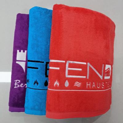 China Wholesale LOGO cotton100% LOGO SPA 16S/1 Vacation Beach Hotel Child Safe Customized Plain Dyed Bath Towel Large for sale