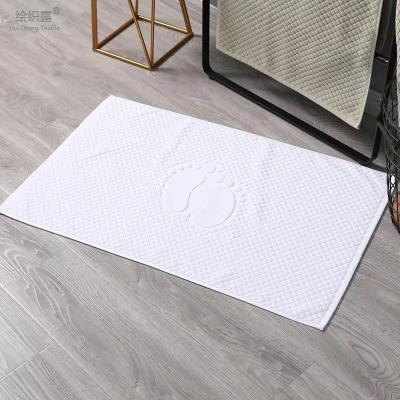 China Wholesale Custom Made Luxuryy Pure Suction Design Foot Jacquard Hotel Bath Mat Quick White Towel Cotton Washable for sale