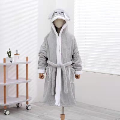 China Wholesale Soft Warm Cute Coral Fleece Bathrobe Set Cartoon Thermal Home / Long Robe Family Pajamas For Kids for sale