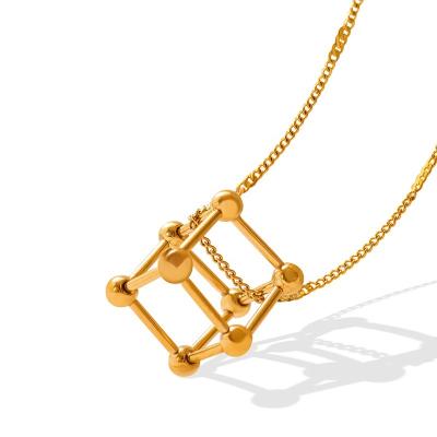 China 2022 Environmentally Friendly 18K Gold Small Square New European And American Titanium Steel Necklace for sale