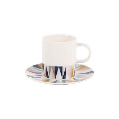 China Viable Nordic Style Drinkware Latte Espresso Cup Set Porcelain Tea Cup With Saucer Coffee Cup Saucer Ceramic Set for sale