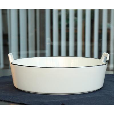 China Sustainable Europe Modern Simple White Ceramic Soup Pot Kitchen Soup Pot With Handle for sale