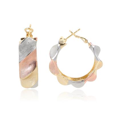 China CLASSIC tricolor plated gold filled circle earrings huggie women earrings for sale