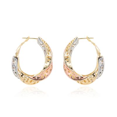 China CLASSIC high quality tricolor gold plated laminado 18k oro circle earring earrings for sale