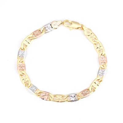 China 4mm 14k Gold Link Chain Bracelet Religious Tricolor Diamond Cut Diamond Cut 6mm Plated Bracelet for sale