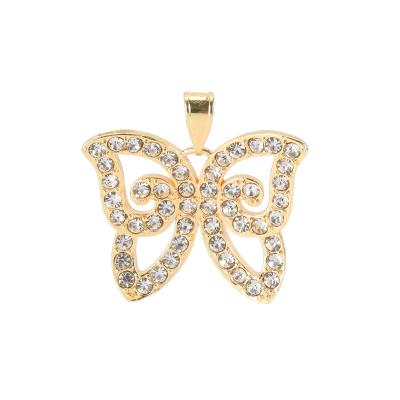 China Wholesale Religious Gold Plated Rhinestone Diamond Women Butterfly Necklace for sale