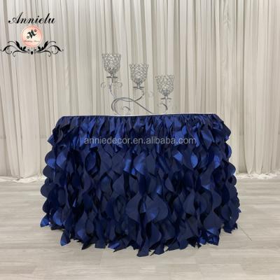 China Modern Hot Sale Willow Wedding Royal Blue Curly Tablecloth for sale