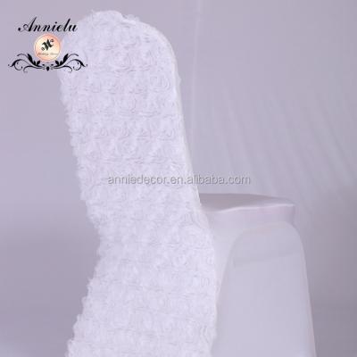 China Eco - Friendly Fancy White Spandex Rosette Wedding Chair Cover for sale