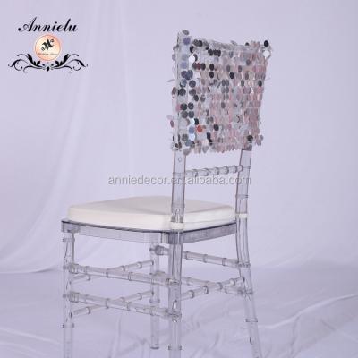 China Eco - Friendly Popular Wholesale Silver Sequin Chair Cover For Wedding Decoration for sale