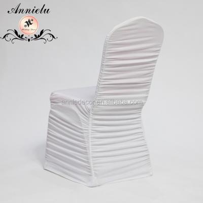 China Simply Factory Price Banquet Spandex White Back Ruffled Chair Cover for sale