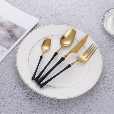 China Viable Luxury Matte Stainless Steel Knife Fork And Spoon Wedding Cutlery Sets for sale