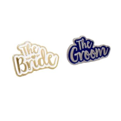 China Europe Bride and Groom Pin Metal Badges for Wedding Day and Bachelor Party for sale