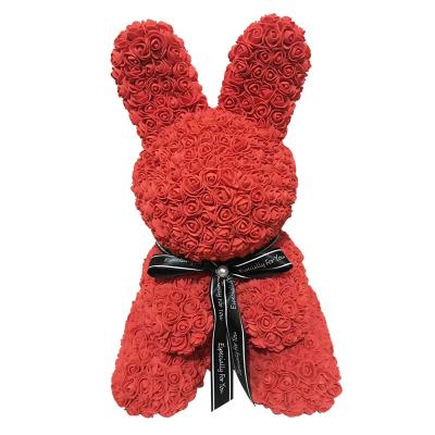 China Rabbit Rose Foam Flower Wedding Party Decoration Valentine Girlfriend Anniversary Gift for sale