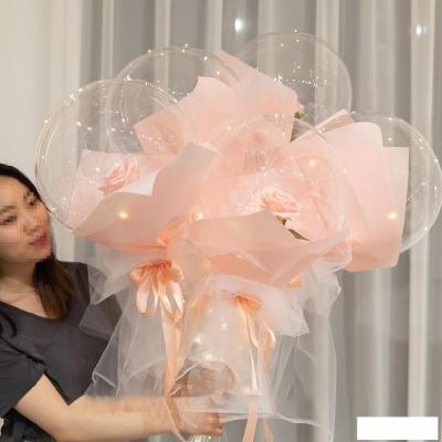 China Valentine's Day LED String Round Column Net Yarn Rose Wave Bobo Balloon For Wedding Party Room Decoration for sale