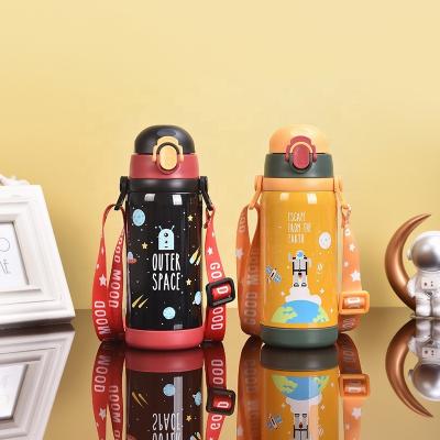 China New Design PORTABLE Customized Stainless Steel Water Bottle Wall Insulation Double Child Vacuum Flask With Straw for sale