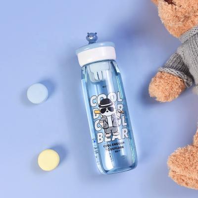 China Wholesale New Arrivals 600ml Custom Portable Cartoon Bottle Kids Stocked Plastic Drinking Water Bottle With Tea Infuser for sale