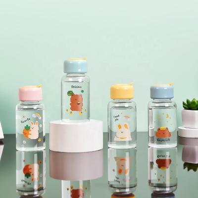 China Rabbit Pattern Design Child Leakproof Travel Borosilicate Glass Customized High Viable Water Bottle for sale