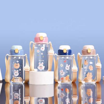 China Viable Customize Child High Borosilicate Glass Water Bottle Leak Proof Eco-friendly High Quality With Rope for sale