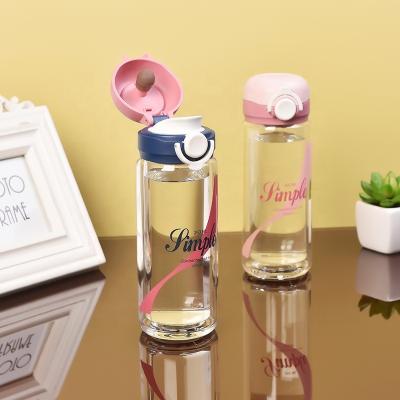 China Wholesale Price Viable Clear Sports Water Bottle High Borosilicate Glass Water Bottle With Customized Logo for sale