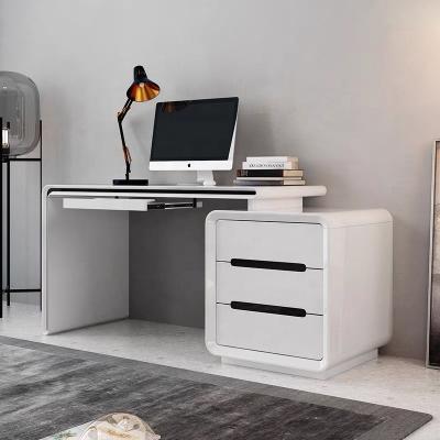 China Glossy Computer Desk PC Corner Table with 3 Drawer Bookcase Desks Study Desk for Home Registration Table for sale