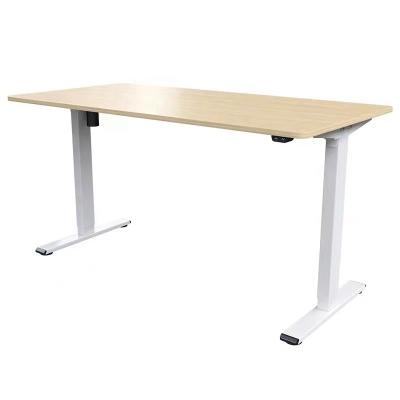 China Adjustable (height) Electric smart office table 2 people legs adjustable height desk modern wooden white melamine home computer office desk for sale