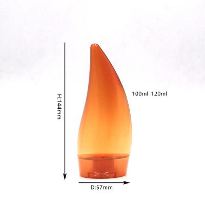 China Cosmetic in Color Squeeze Orange Aloe Vera Vera Rubber Plastic Bottle 100ml 120ml Running Luxury PVC Flat Shape for sale