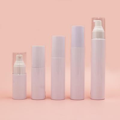 China 30ml 60ml 100ml 150ml 180ml Bottle Eco-friendly Clear Glossy White Pet Cosmetic Stock Spray Lotion Pump Bottle With Cap for sale