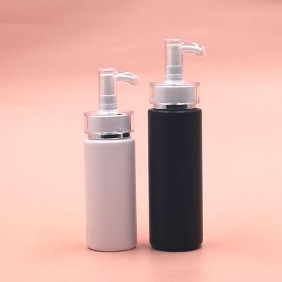 China Matte Black White Round PE 120ml 180ml Acrylic Lotion Bottle Shape Cosmetic Packaging Luxury Empty Hair Removal Cream With Pump for sale