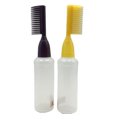 China 150ML normal plastic pe squeeze soft bottle with pp comb head for hair salon rogaine hair stimulation hair dyes with pettine for sale