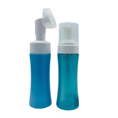 China New Style Empty Cosmetic Detergent 200ml Clear Blue Clear PET Facial Foam Plastic Pump Bottle for sale