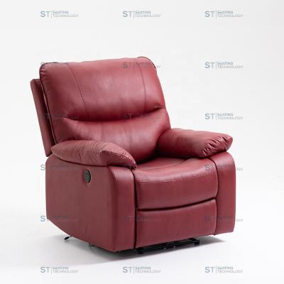 China High Quality Gorgeous Comfortable Extra Comfortable Leather Adjustable Red Swivel PU Recliner Living Room Electric Upholstered Sofa (Other) for sale