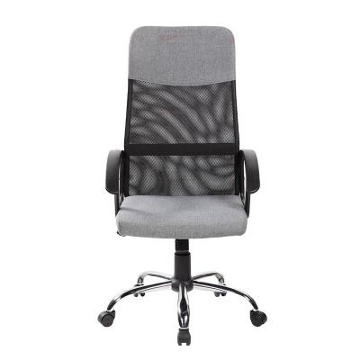 China 2022 High Quality OEM Gray Mesh PP Chair Chrome Swivel Base Fixed Armrests Staff Office Chairs for sale