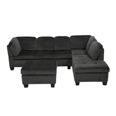 China Free Shipping Of Soft Cushion Within U.S. Gotham Fabric 3 Piece Charcoal Sectional Sofa Set for sale