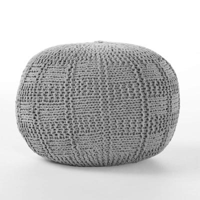 China Free Shipping Removable Cover In USA Style Modern Bean Bag Chair Round Ottoman Knit Handmade Stool Pouf For Home for sale