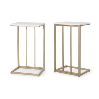 China Light Free Shipping in the USA Living Room Furniture Morden Gold End Table Set of 2 for sale