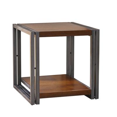 China Lightweight Wooden Snack End Table Side Table With Metal Frame Modern Light Brown Living Room Coffee Table P2+iron 18.6KG for sale