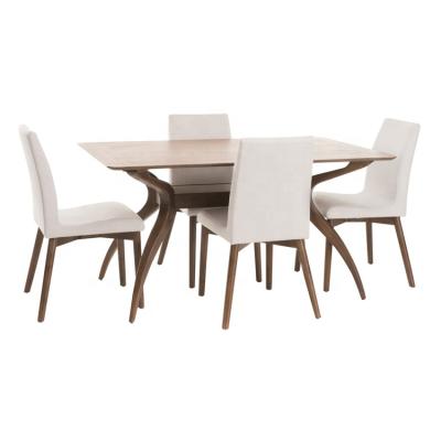 China Free Shipping Modern In USA 5 Piece Modern Wood Dining Table Set With Upholstered Seating for sale